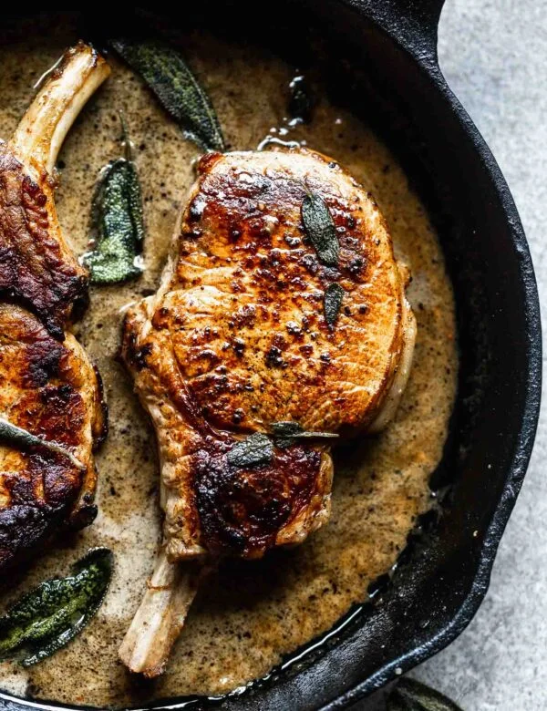 Juicy Pork Chops with Apple Cider Cream Sauce