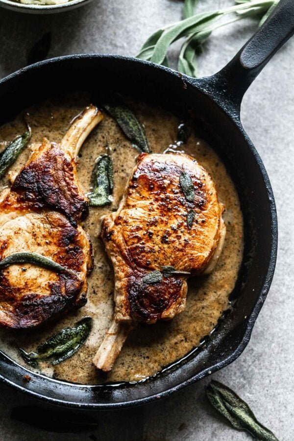 PanSeared Pork Chops with Apple Cider Cream Sauce Cooking for Keeps