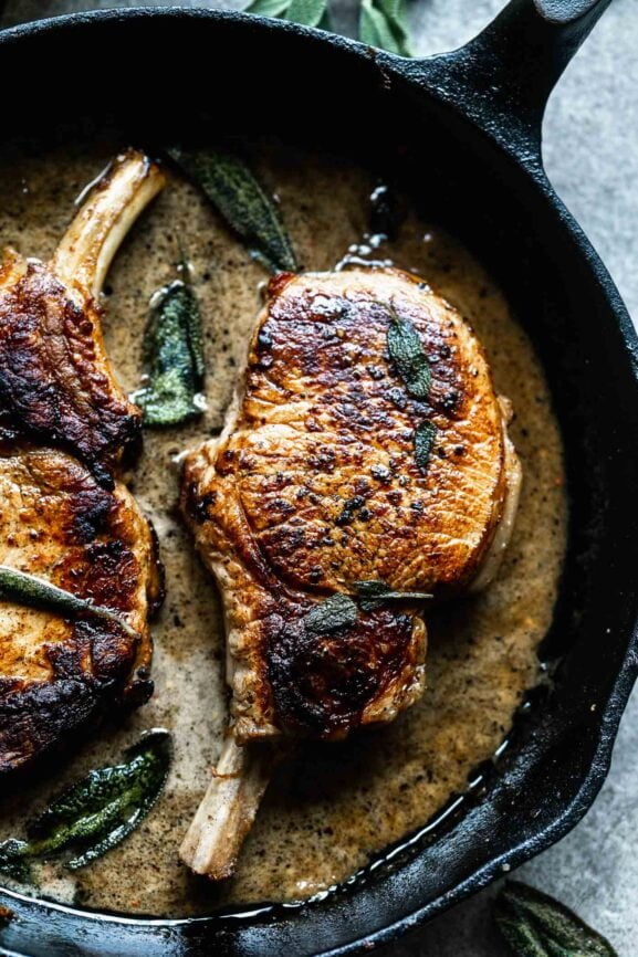 PanSeared Pork Chops with Apple Cider Cream Sauce Cooking for Keeps