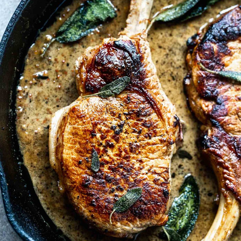 PanSeared Pork Chops with Apple Cider Cream Sauce Cooking for Keeps