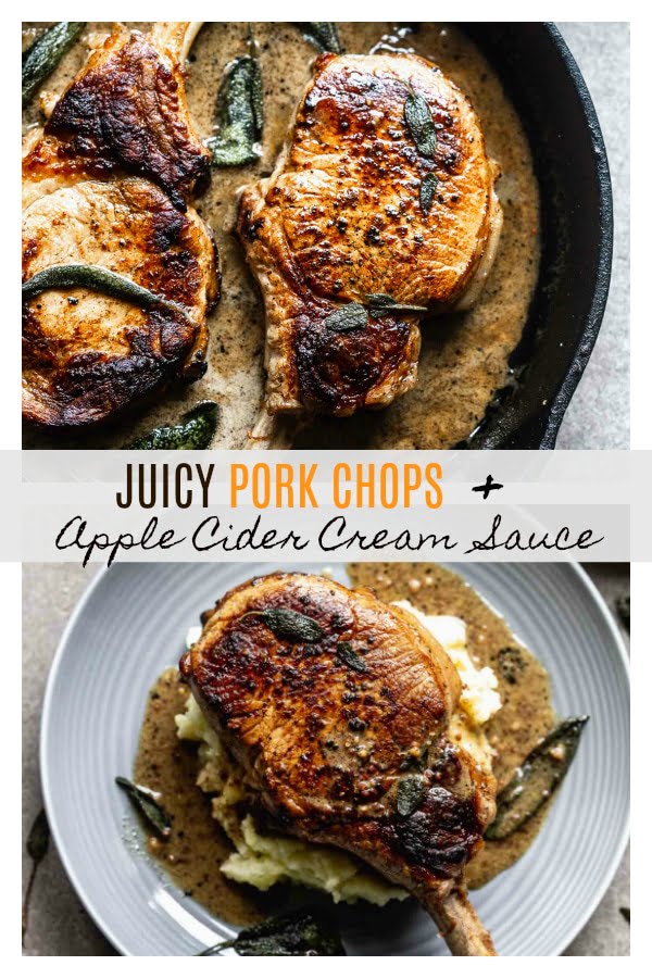 These Juicy Pork Chops with Apple Cider Cream Sauce are easy to prepare and will WOW anyone you serve them to! Plus, they scream fall!