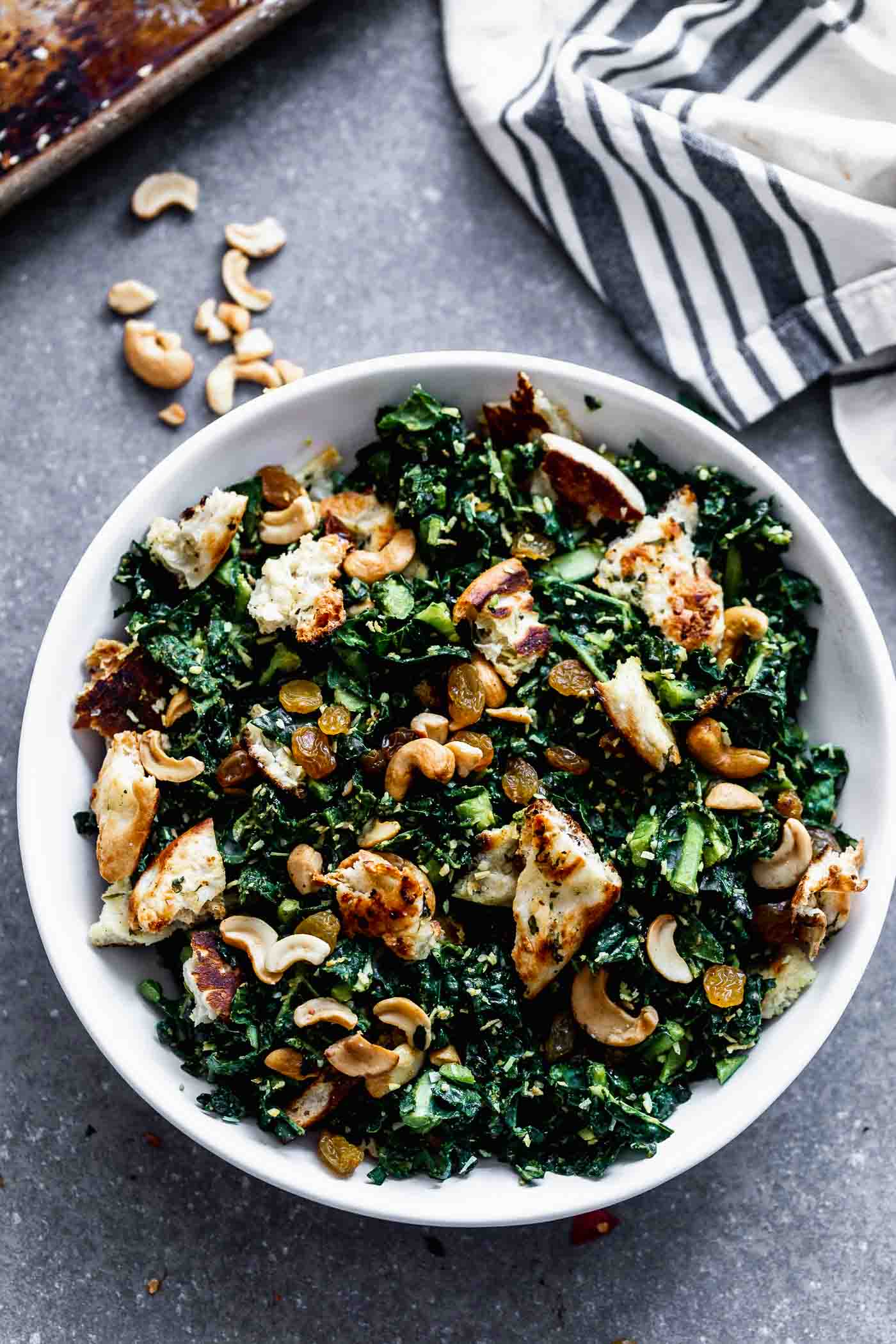Coconut Curry Kale Salad with Naan Croutons