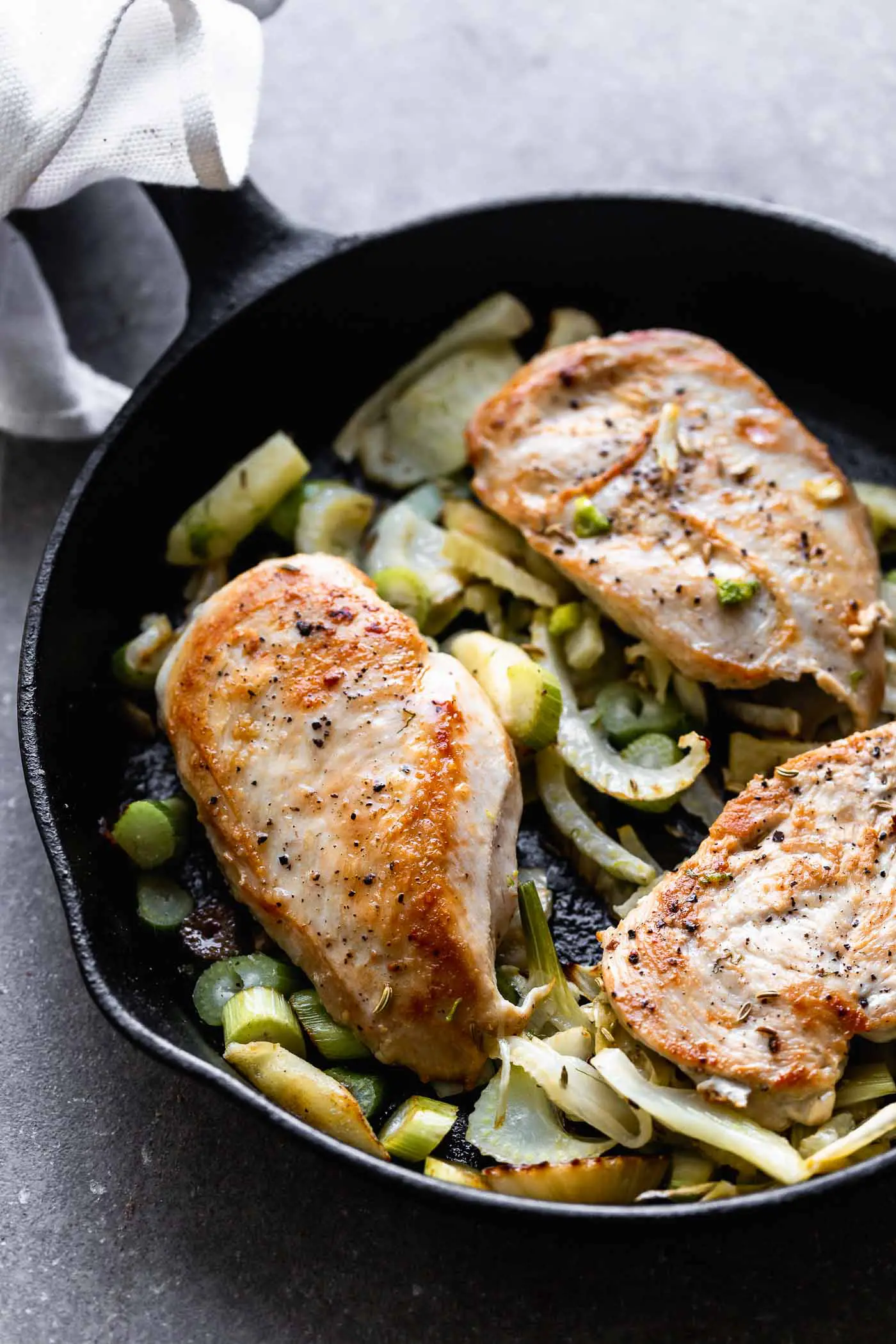 Chicken with Roasted Fennel and Apple Brandy Cream Sauce 
