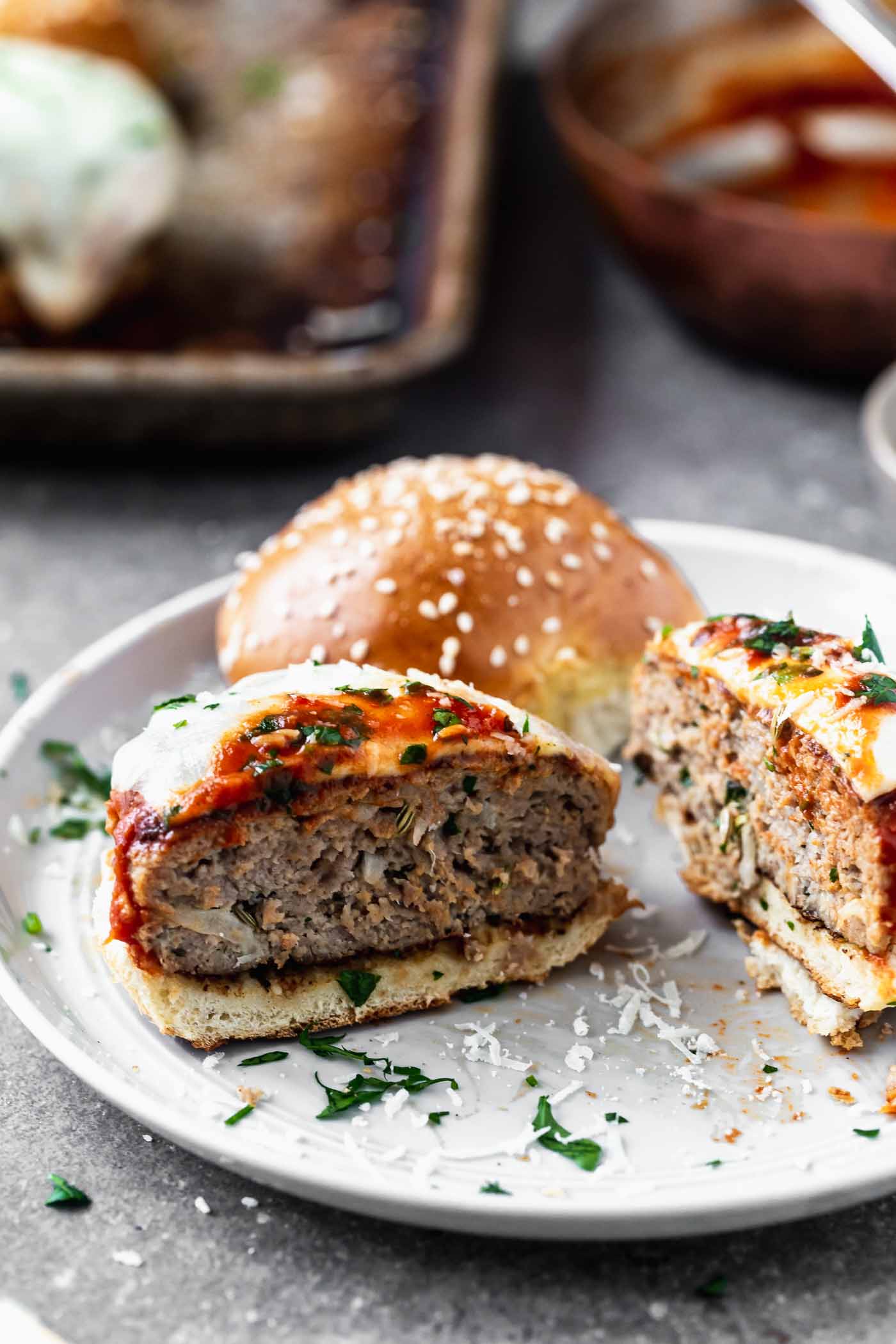 Turkey Meatball Burger Melts are basically a tender, moist, and FLAVORFUL meatball transformed into a burger. The 