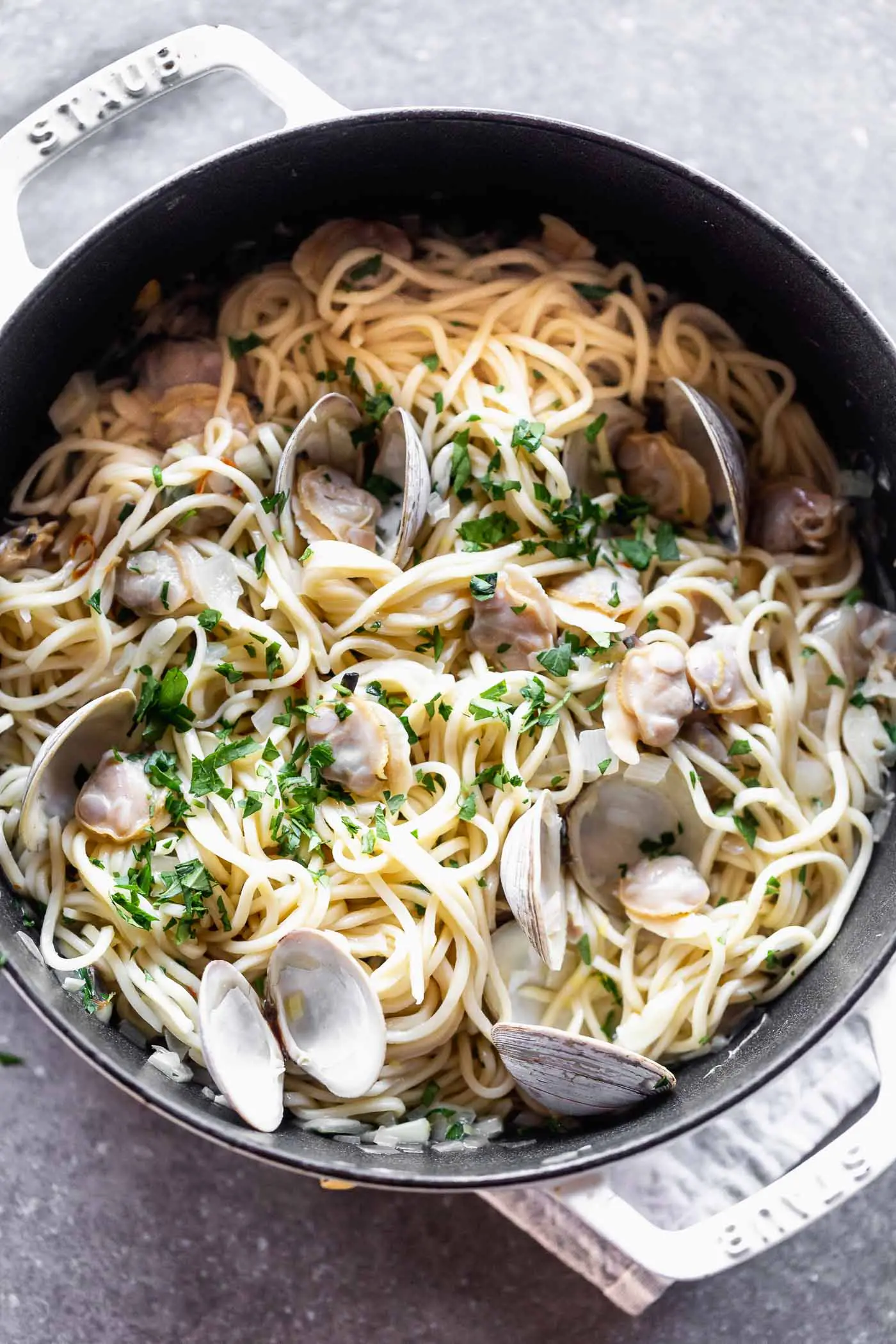 If you're a fan of light, ever-so-subtle seafood pasta, then this Easy Linguini with Clams is right in your wheelhouse. With a lemon and garlic-forward sauce, hints of red pepper flake, and delicate shallots, this meal has quickly become one of our favorites. It's also perfect for entertaining, which we love.&nbsp;