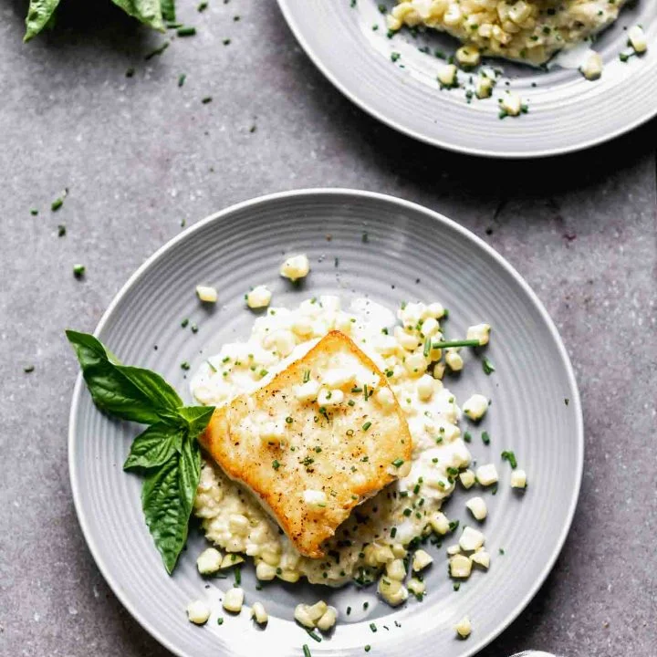 Pan-Roasted Hailbut with Creamed Corn