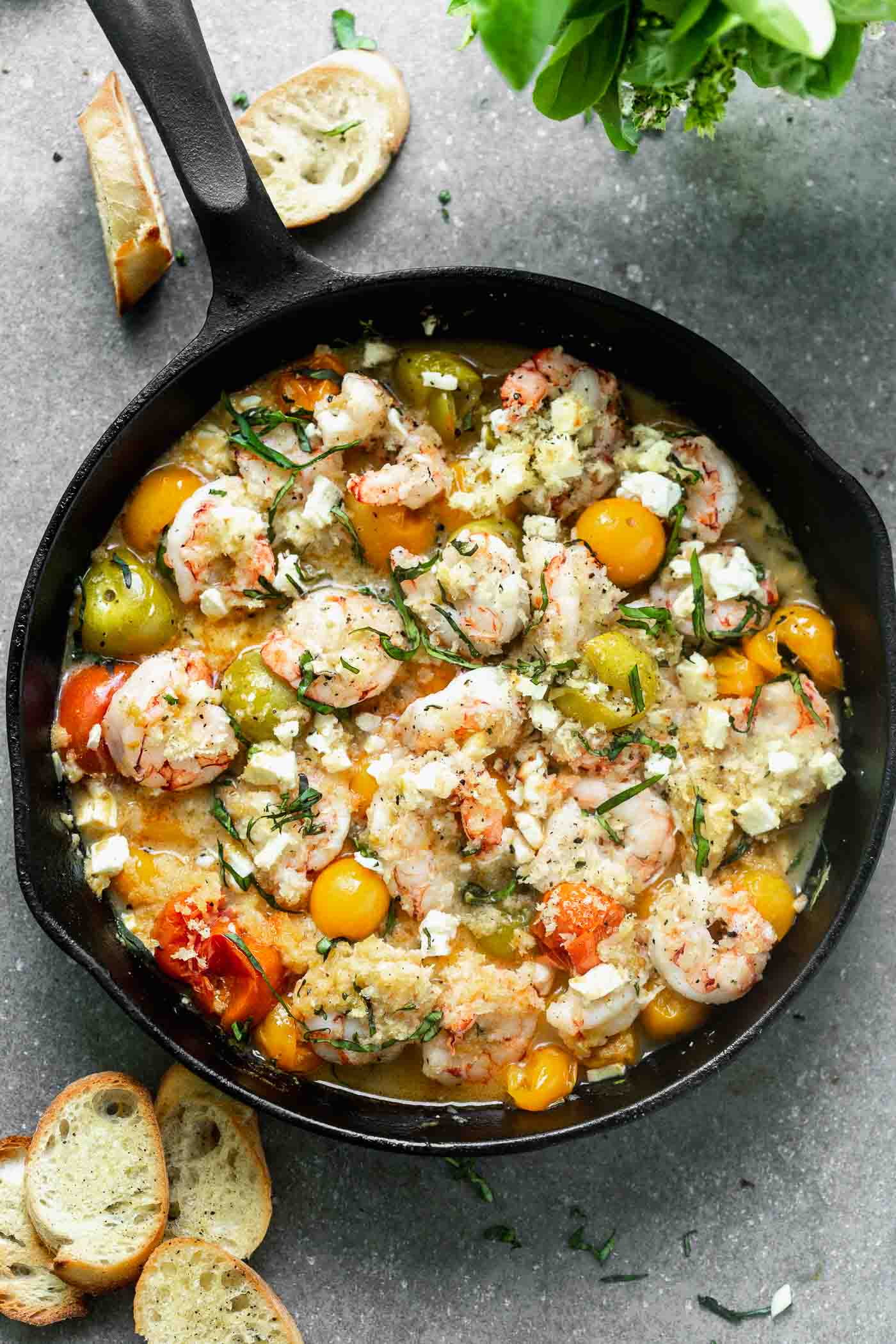 Cherry Tomato and Feta Baked Shrimp - Cooking for Keeps