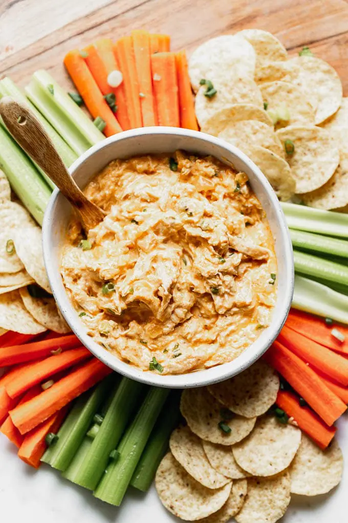 Healthy Buffalo Chicken Dip (Without Cream Cheese)