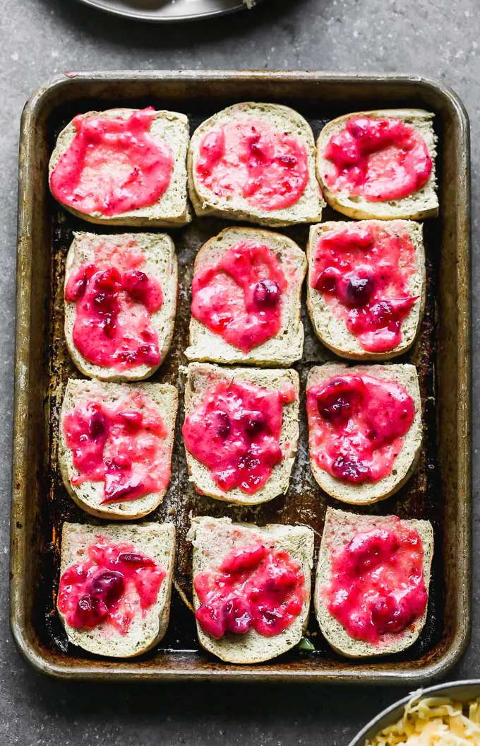 Spread rolls with cranberry mayo. 