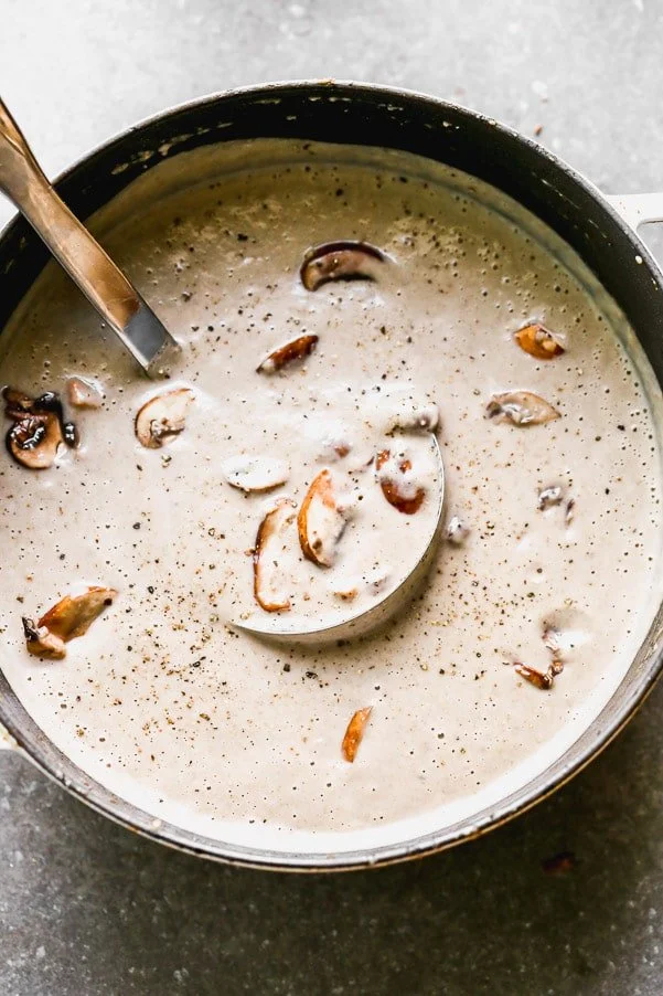  If you could dream up the most luxurious, creamy, hearty soup, it would be this Cream of Mushroom Soup. This creamy mushroom soup is packed with two different kinds of mushrooms, lots of dry sherry, garlic, and just a hint of fresh thyme. Delicious and oh-so dreamy.