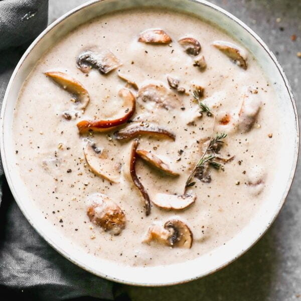  If you could dream up the most luxurious, creamy, hearty soup, it would be this Cream of Mushroom Soup. This creamy mushroom soup is packed with two different kinds of mushrooms, lots of dry sherry, garlic, and just a hint of fresh thyme. Delicious and oh-so dreamy.