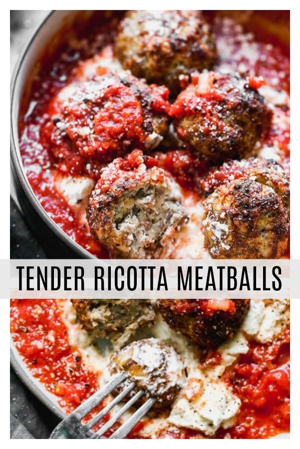 These Tender Ricotta Meatballs are light as air and packed with Italian sausage, parmesan cheese, garlic, and creamy ricotta cheese. They also happen to be baked Italian meatballs, so there’s no mess! Perfect as an appetizer, or when paired with a salad, dinner. Easy and SO delicious.