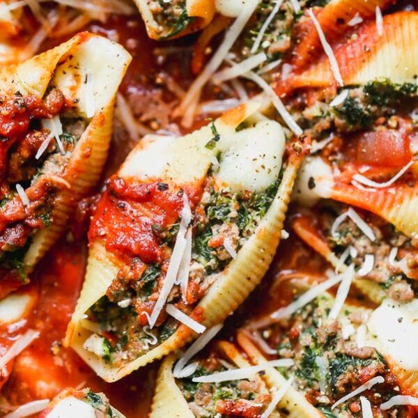 Spinach and Ground Beef Stuffed Shells