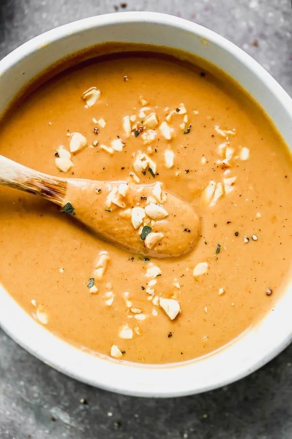Don't let the simplicity of this 3-Ingredient Peanut Sauce fool you, because it will knock your socks off! This has all of the peanut-forward flavor we love about a classic peanut sauce without all of the ingredients. Throw is on salads, toss it with chicken and veggies for lettuce wraps, serve with chinese noodles, or simply use as a dip with crudités. 