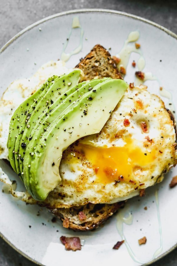 The BEST Avocado Toast with Egg, Almond Butter, and Bacon