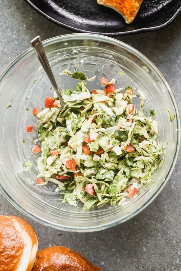 Brussels sprout slaw with lime, cumin, and cilantro