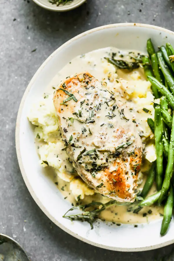 Creamy Tarragon Chicken over Mashed Potatoes