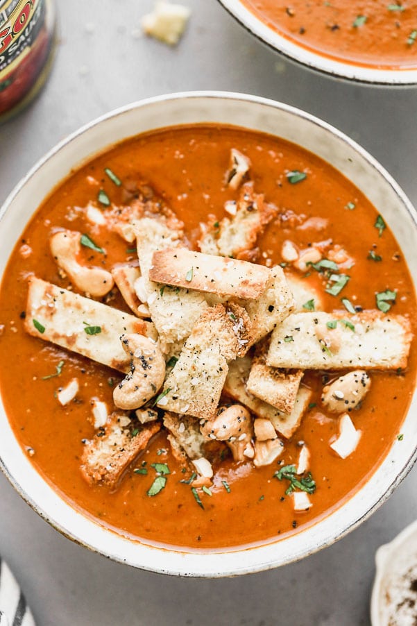 Indian Tomato Soup with Crispy Naan Croutons - Cooking for Keeps