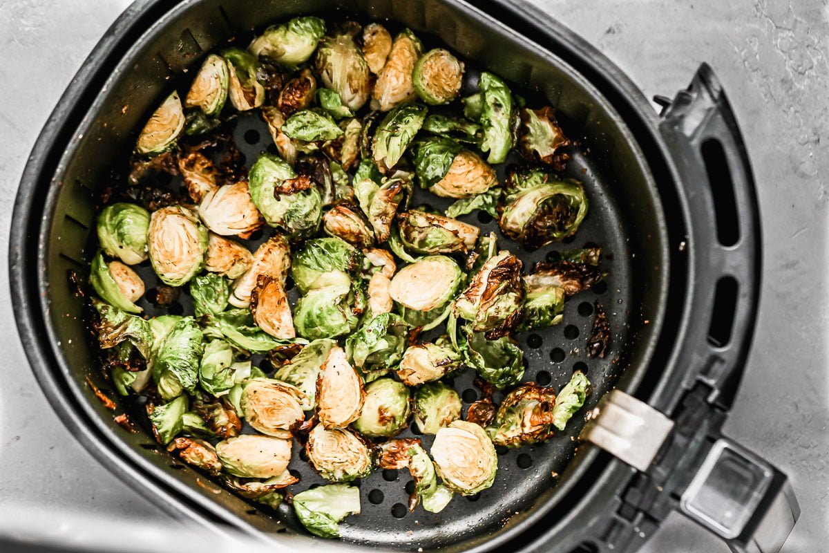Cooked Brussels sprouts in the air fryer