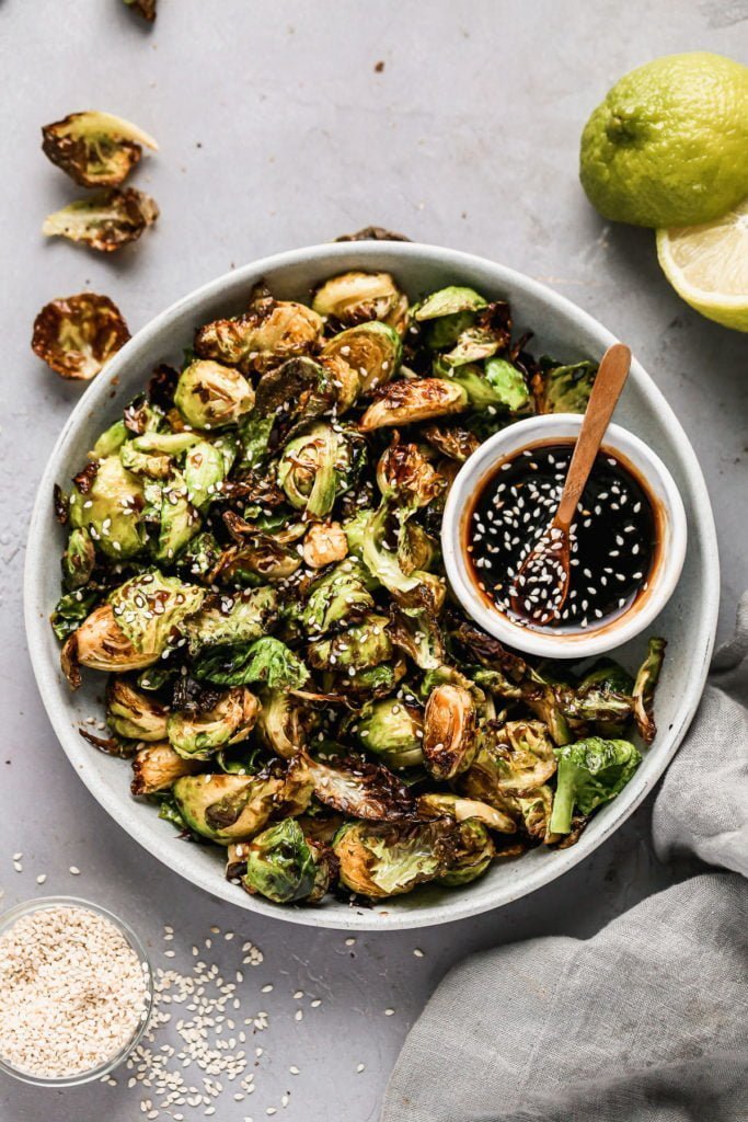 Air Fryer Brussels Sprouts with Honey Soy Glaze Cooking for Keeps