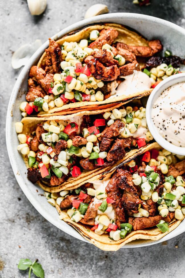 Crispy Pork Tenderloin Tacos with Corn Salsa Cooking for Keeps
