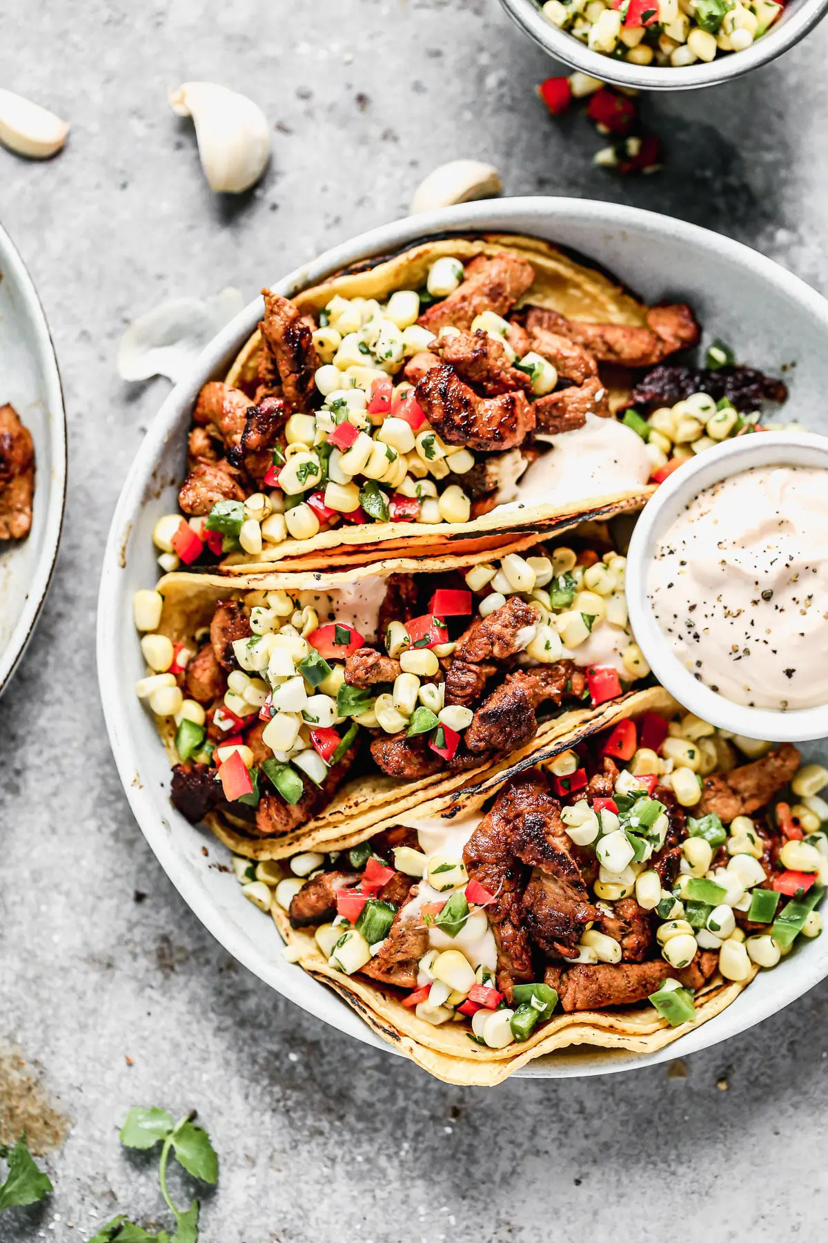 Pork Tenderloin Tacos. We flavor lean pork tenderloin in an easy soy sauce and lime marinade, crisp it up in a cast-iron skillet and then nestle it into charred corn tortillas with an easy corn salsa and zippy lime crema. Healthy, easy and so satisfying.&nbsp;