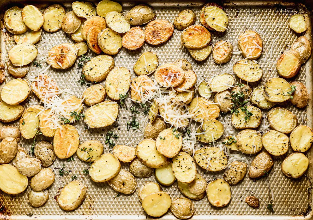 Crispy roasted potatoes and parmesan cheese