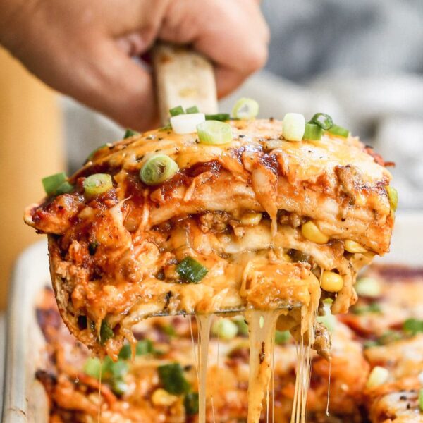 Packed with ground chicken or turkey, plenty of veggies, and an easy homemade enchilada sauce, our Chicken Enchilada Casserole is the perfect way to get your enchilada fix in an easier form. Make a day in advance and pop in the oven when you're ready to eat. 