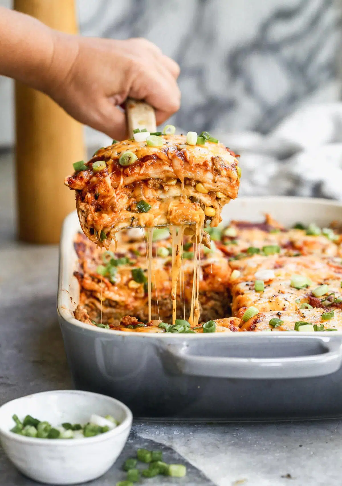 Packed with ground chicken or turkey, plenty of veggies, and an easy homemade enchilada sauce, our Chicken Enchilada Casserole is the perfect way to get your enchilada fix in an easier form. Make a day in advance and pop in the oven when you're ready to eat.&nbsp;