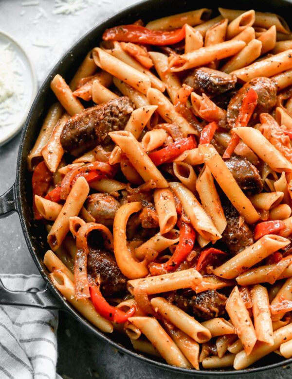 Oh Sweet Basil ~ Skillet Italian Sausage and Peppers with Penne ...