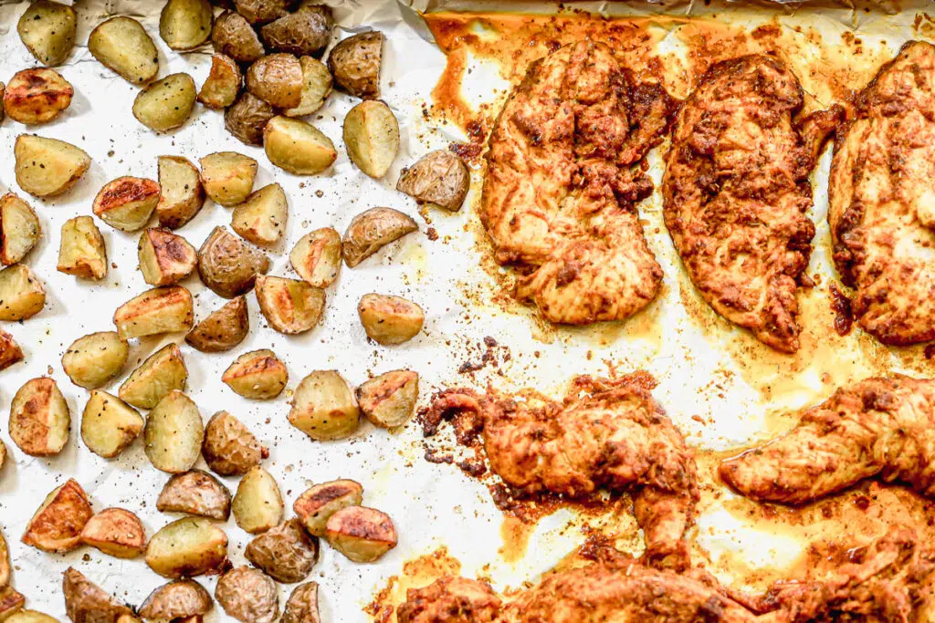 Roasted marinated chicken potatoes