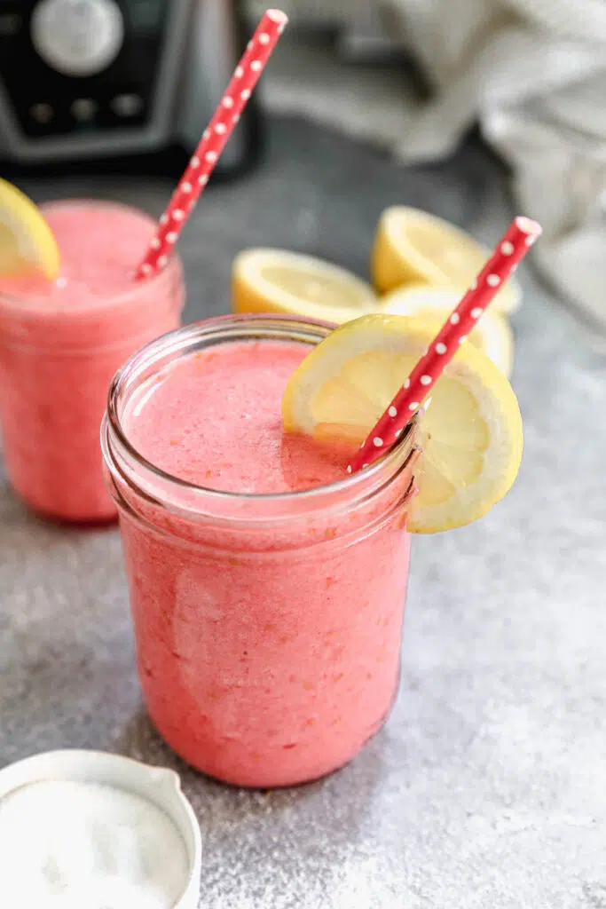 When the 100-degree days roll in, get yourself this Raspberry Frozen Lemonade Recipe, put up your feet and enjoy. Only three ingredients (five if you count water and ice) and a few easy steps until you find yourself in chilled drink heaven.