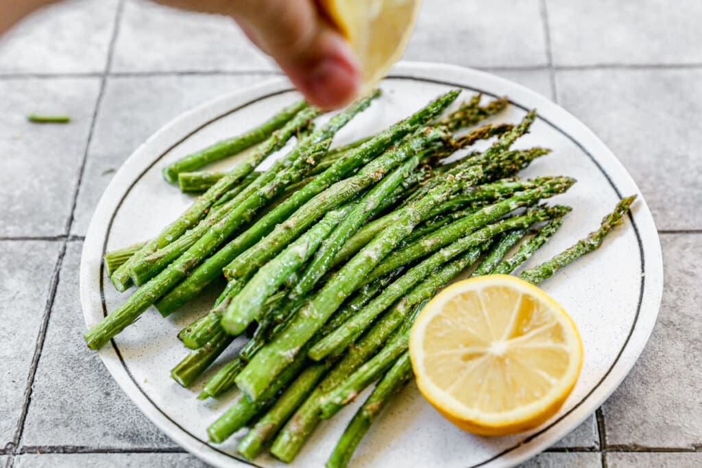 Crispy Air Fryer Asparagus: Five minutes to crispy, tender asparagus!