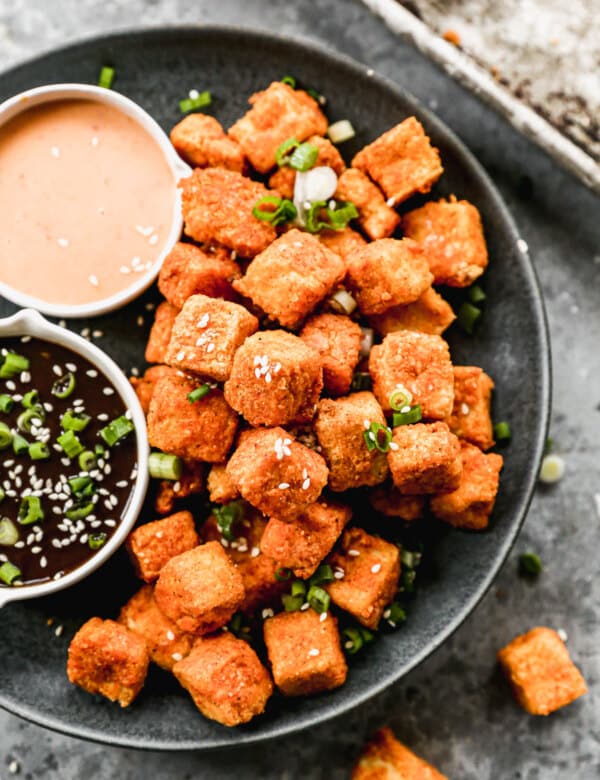 Crispy Air Fryer Tofu is the perfect crunch snack!