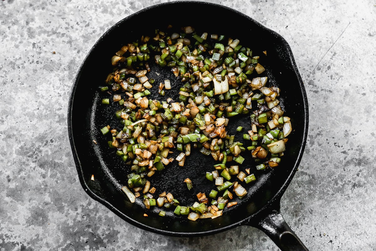 cooked onion and green pepper