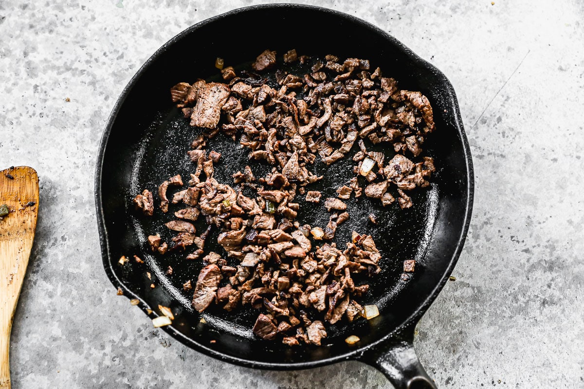Seared chopped sirloin steak