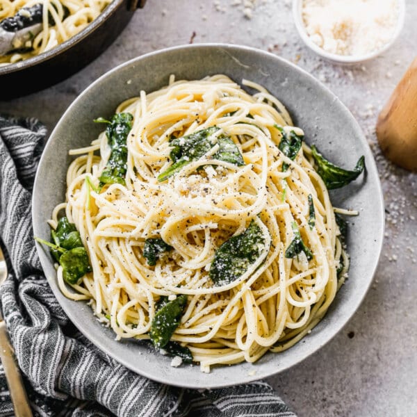 With just five ingredients Pasta Aglio e Olio is a shining star in the simple pasta realm. Each garlic and parmesan packed bite is a step closer to aldente pasta heaven!