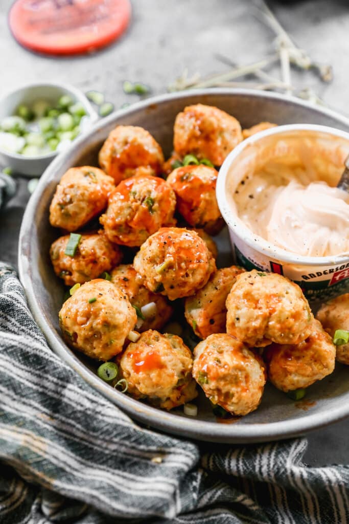 Irresistibly tender, packed with spicy buffalo flavor and perfect for popping one after the other, our Buffalo Chicken Meatballs are ready for their inaugural appearance this football season.