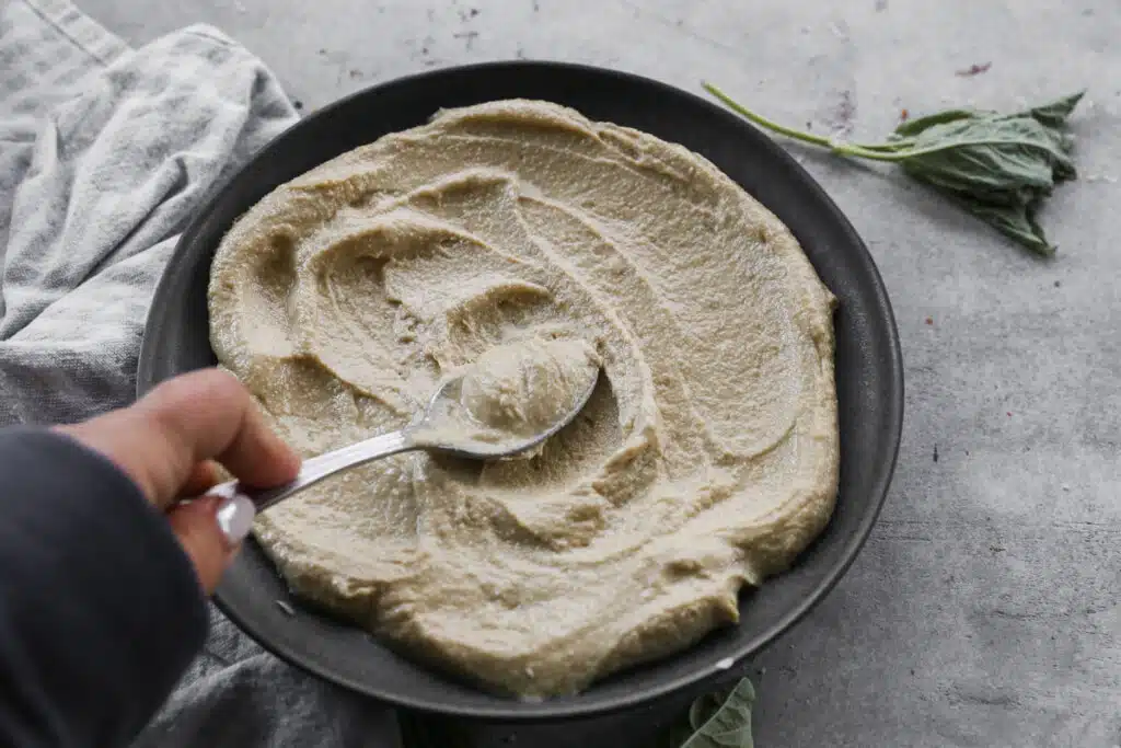 Creamy hummus on a platter