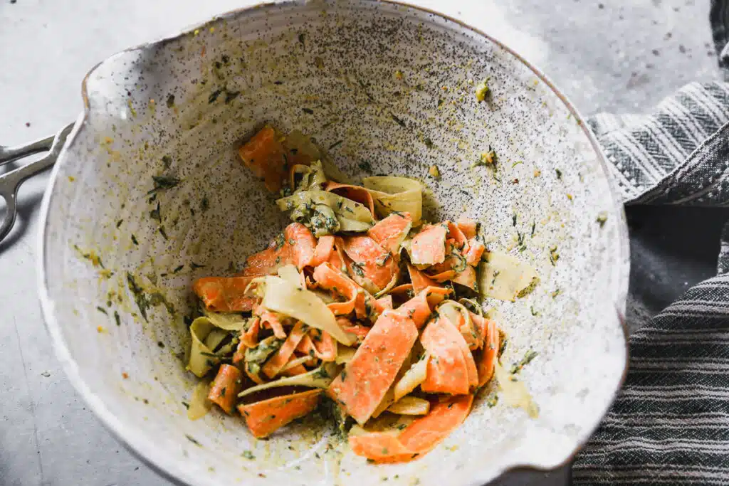 Shaved carrots with pesto