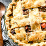 Packed with tender chuck roast, caramelized onions, hearty mushrooms and a brandy-infused stew, our flaky pie-crust-wrapped Beef Pot Pie is the ultimate definition of winter cozy.