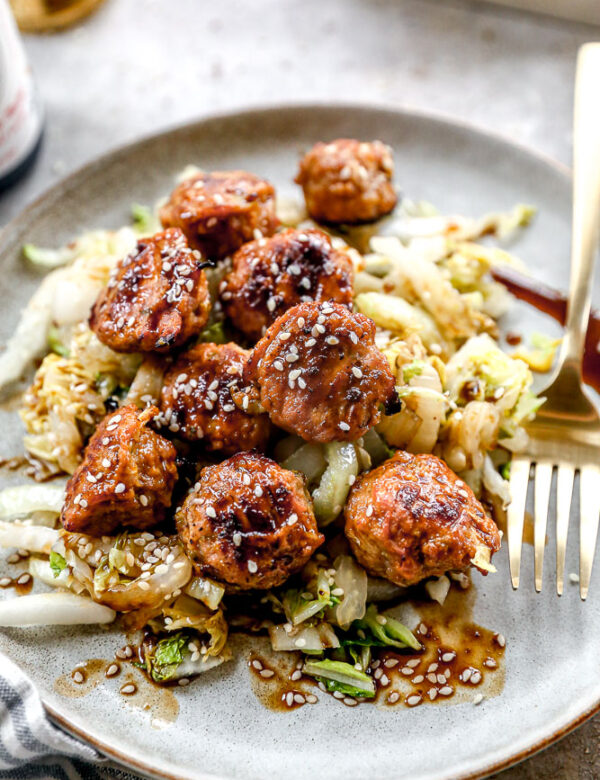 Let's make dumplings but skip the finicky part. And by finicky I mean, let's skip the dumpling altogether. These Chinese Meatballs transport the filling in a classic pork dumpling and turn in into a tender meatball fit for popping one after the other.